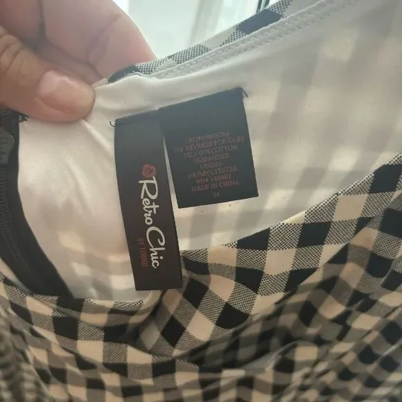 Torrid Retro Chic Black and White Gingham Off the Shoulder A-Line Midi Dress EUC - Picture 4 of 10